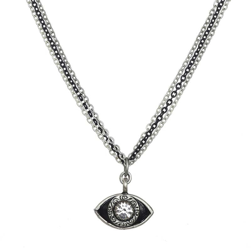 Michal Golan Small Black and Crystal Eye Necklace