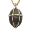 Olivia Riegel Enamel Egg Locket Pendant Necklace Gray
