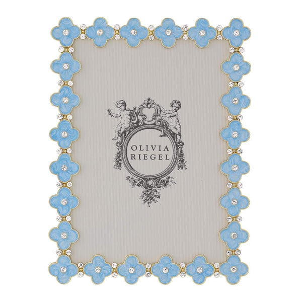 Olivia Riegel Gold Light Blue Enamel Clover Picture Frame 5" x 7"