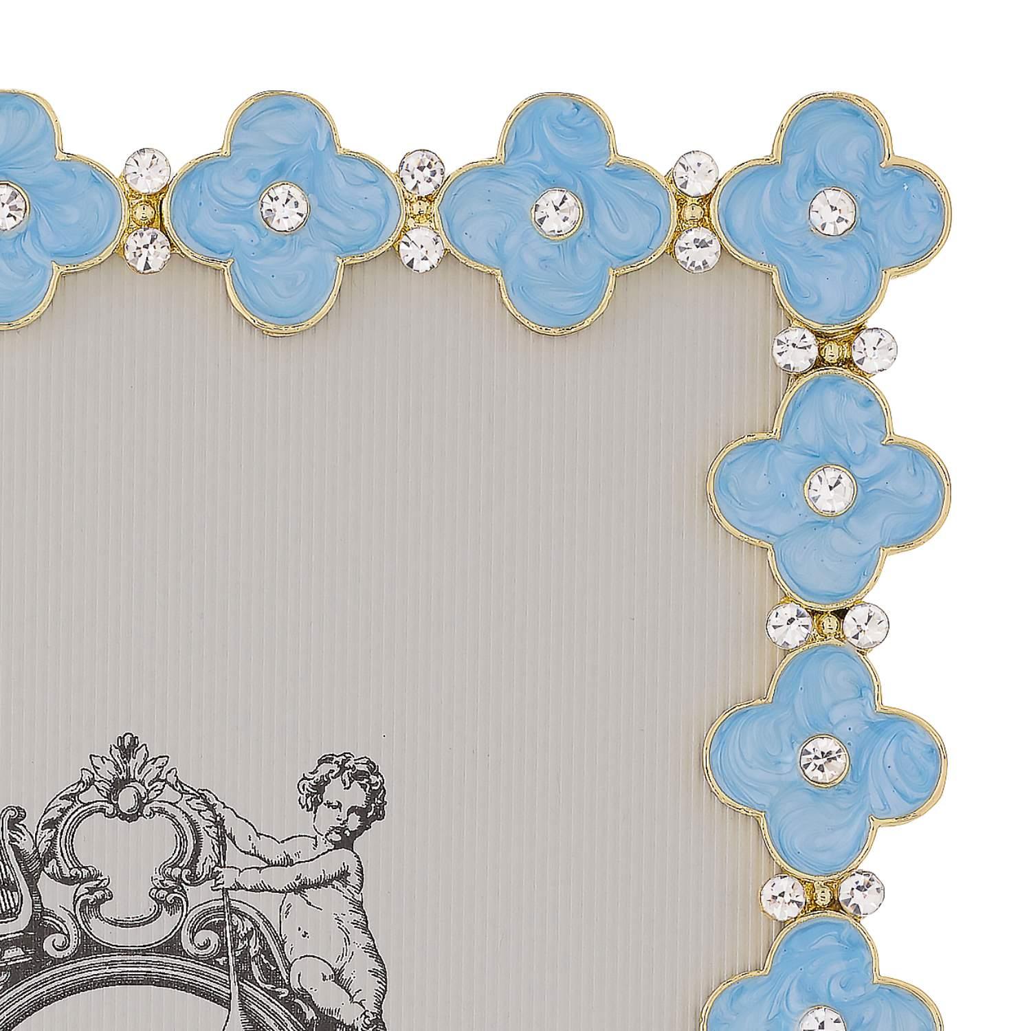 Olivia Riegel Gold Light Blue Enamel Clover Picture Frame 5" x 7"