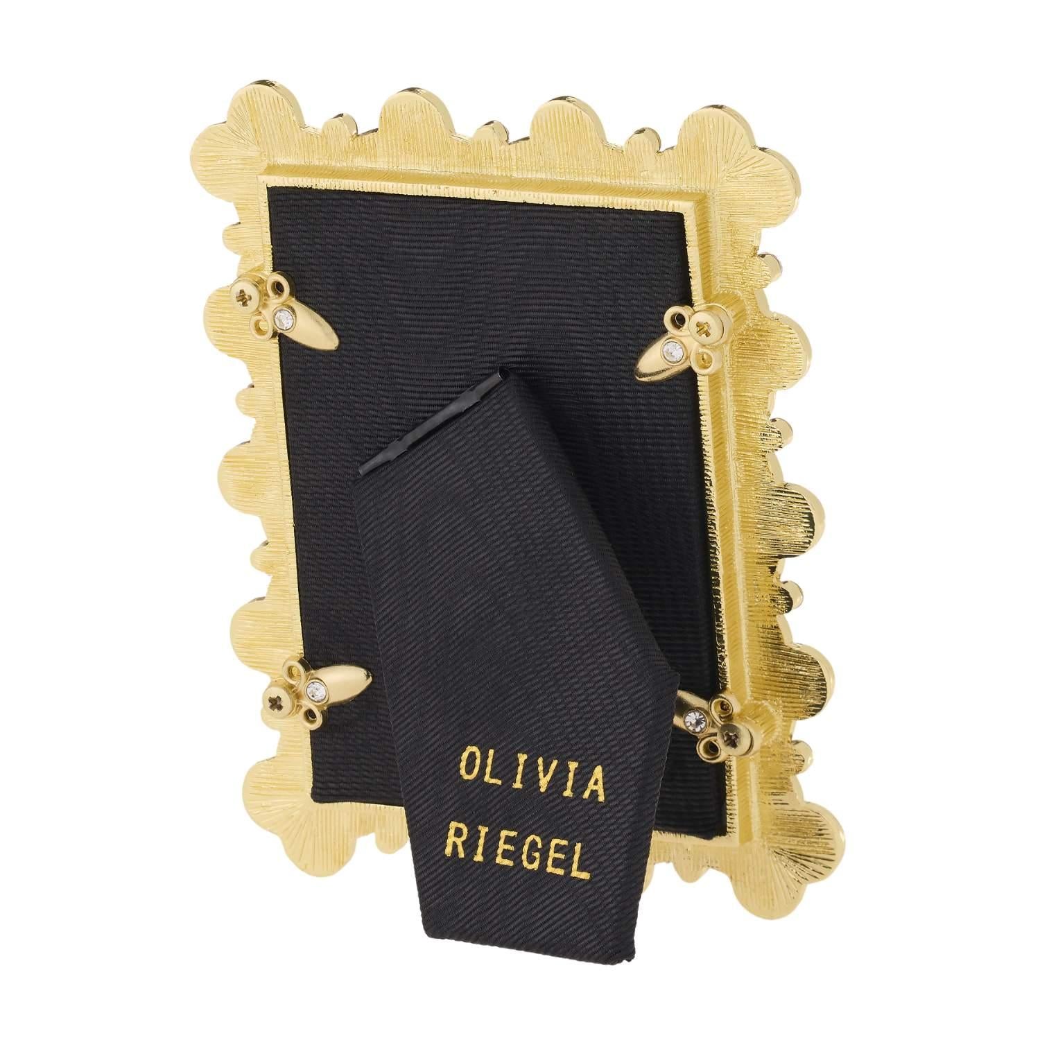 Olivia Riegel Gold Black Enamel Clover Picture Frame 2.5" x 3.5"