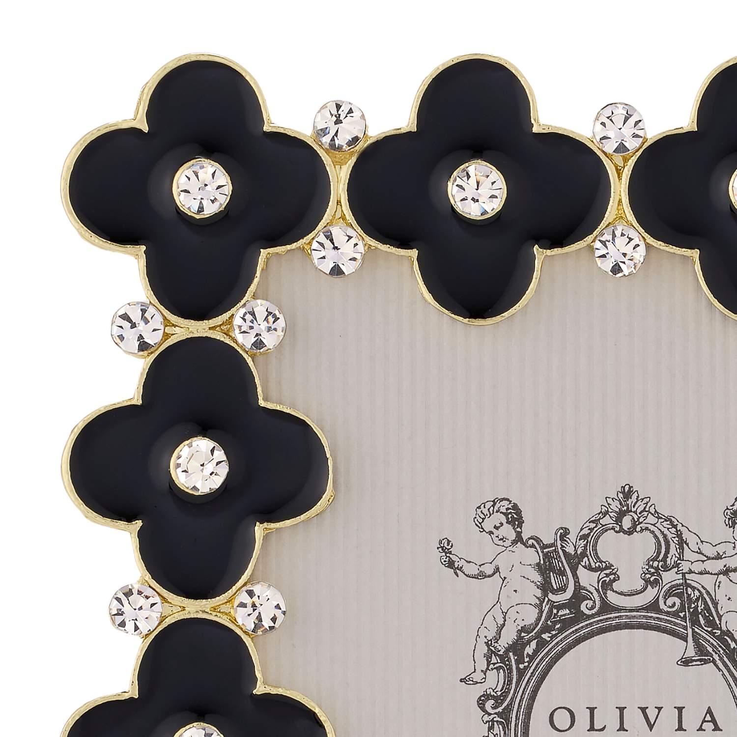 Olivia Riegel Gold Black Enamel Clover Picture Frame 5" x 7"
