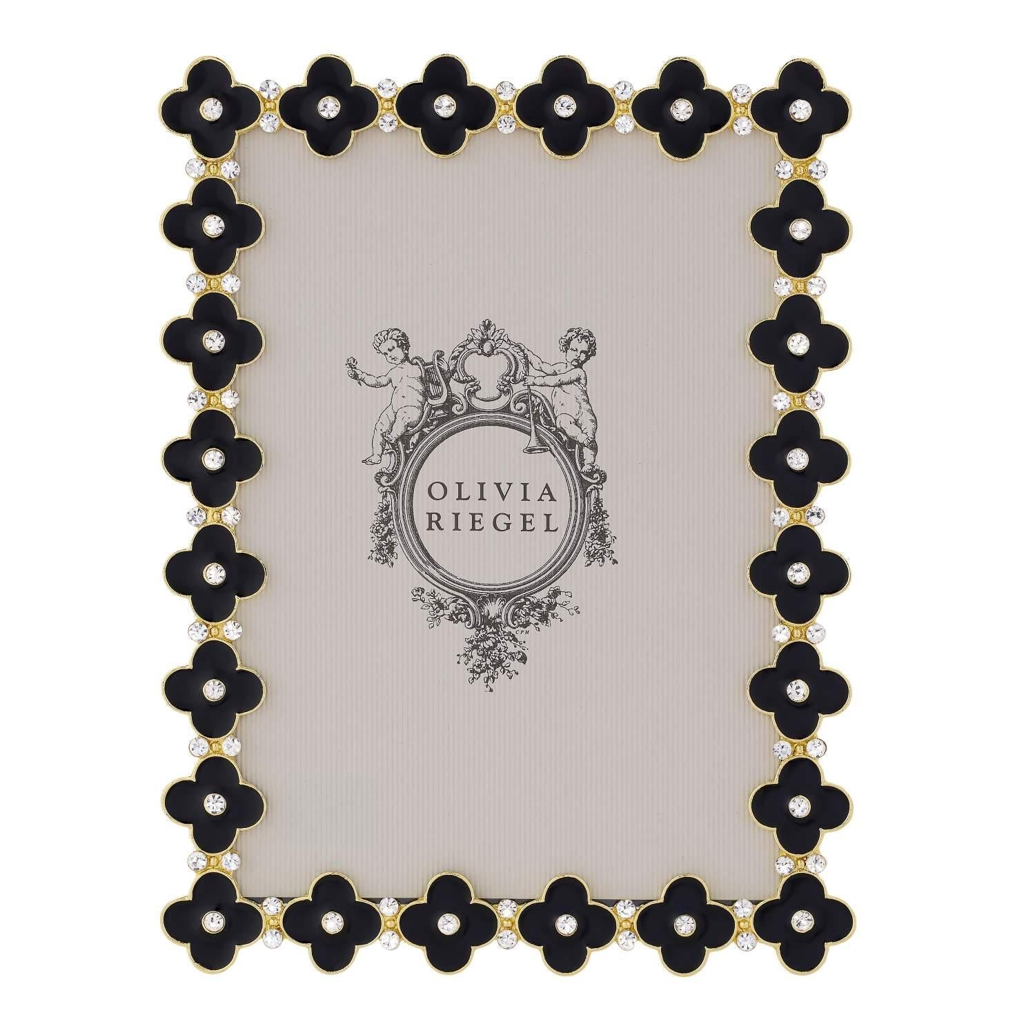 Olivia Riegel Gold Black Enamel Clover Picture Frame 5" x 7"