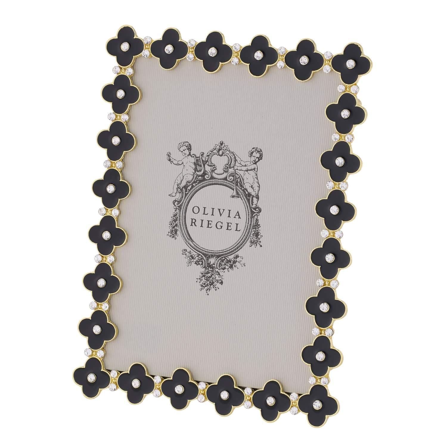 Olivia Riegel Gold Black Enamel Clover Picture Frame 5" x 7"