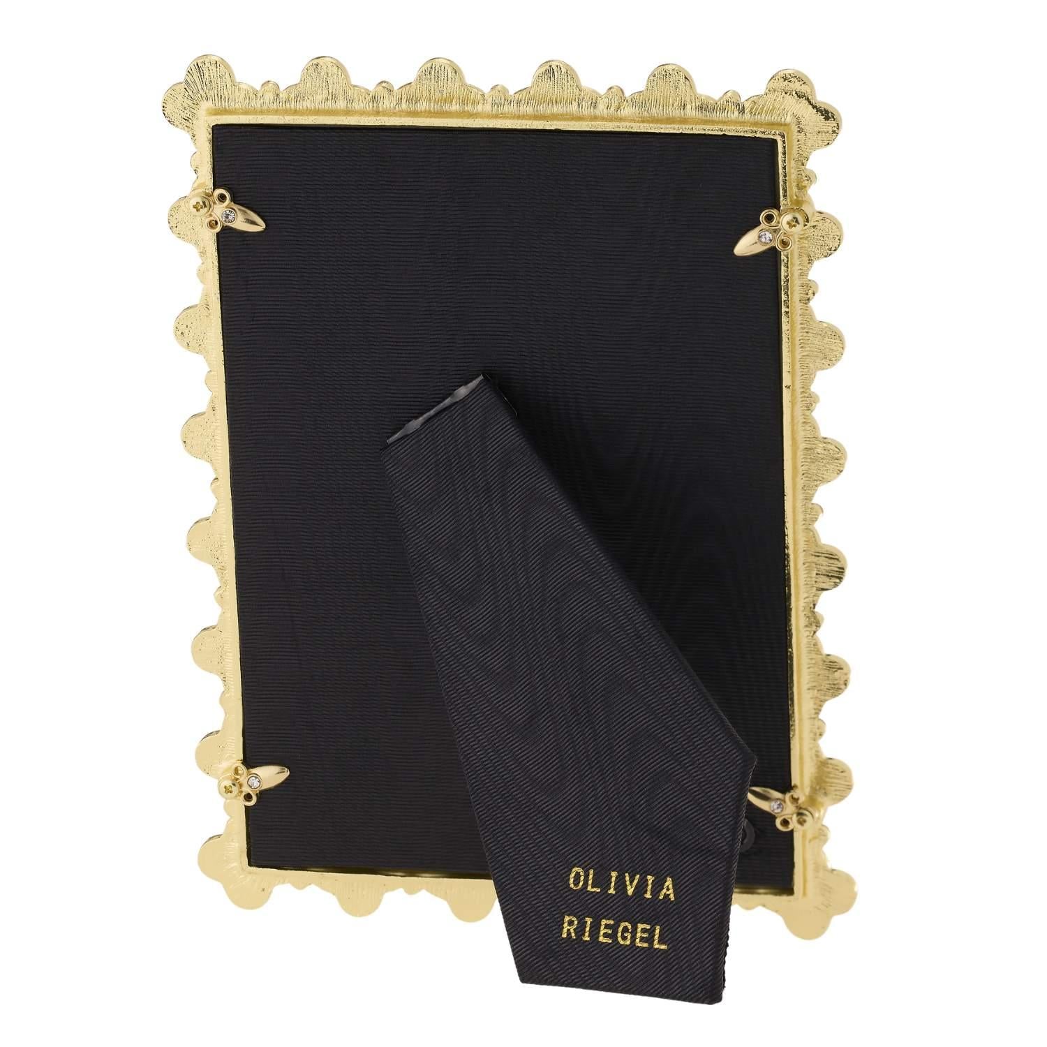 Olivia Riegel Gold Black Enamel Clover Picture Frame 5" x 7"