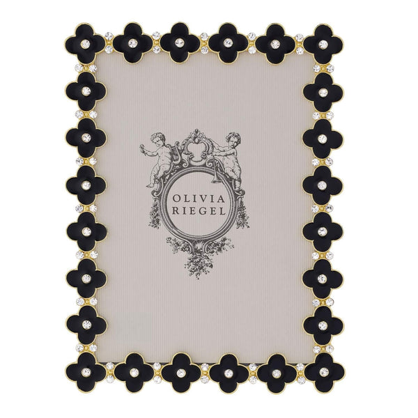 Olivia Riegel Gold Black Enamel Clover Picture Frame 5" x 7"