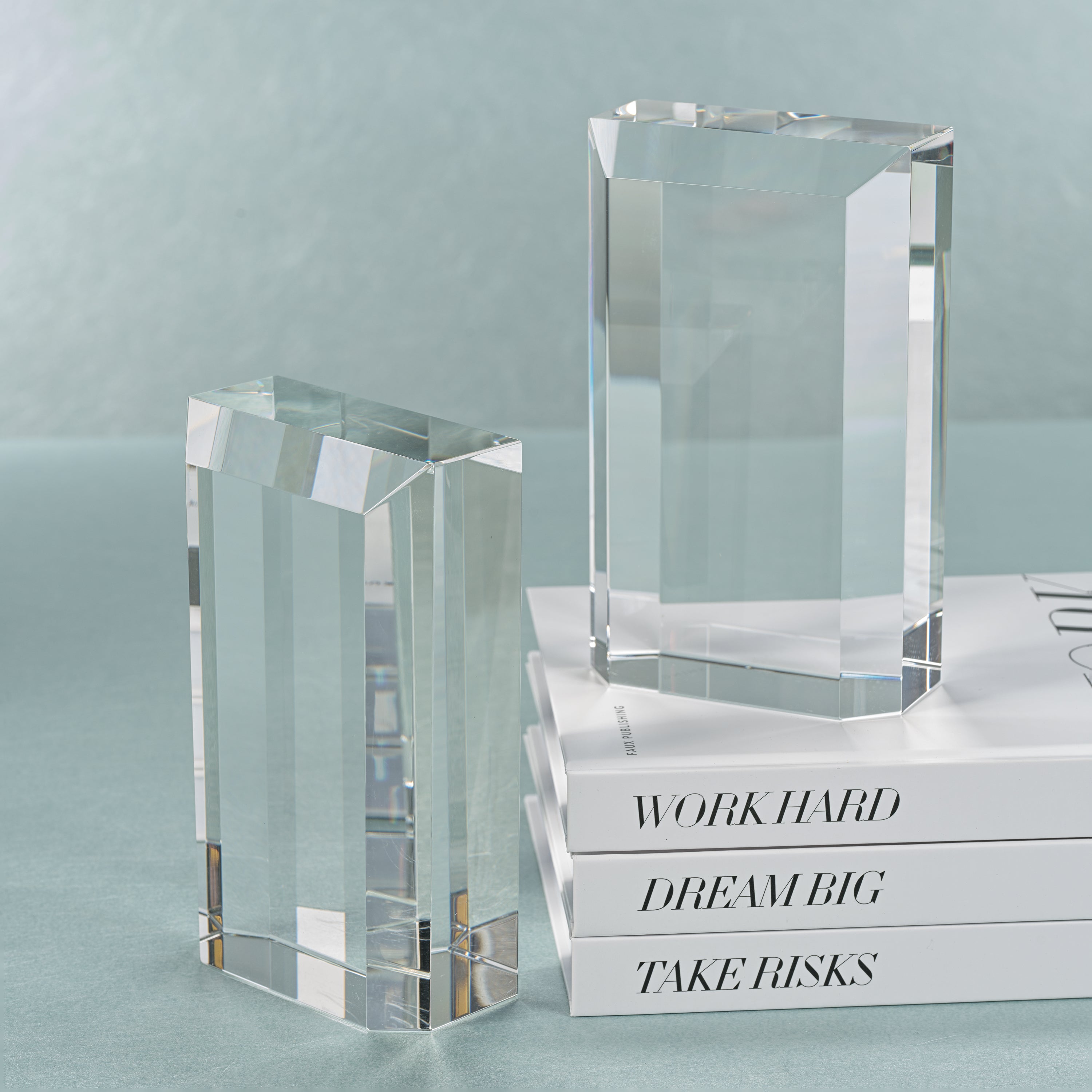 Claire Crystal Glass Bookends - Set of 2