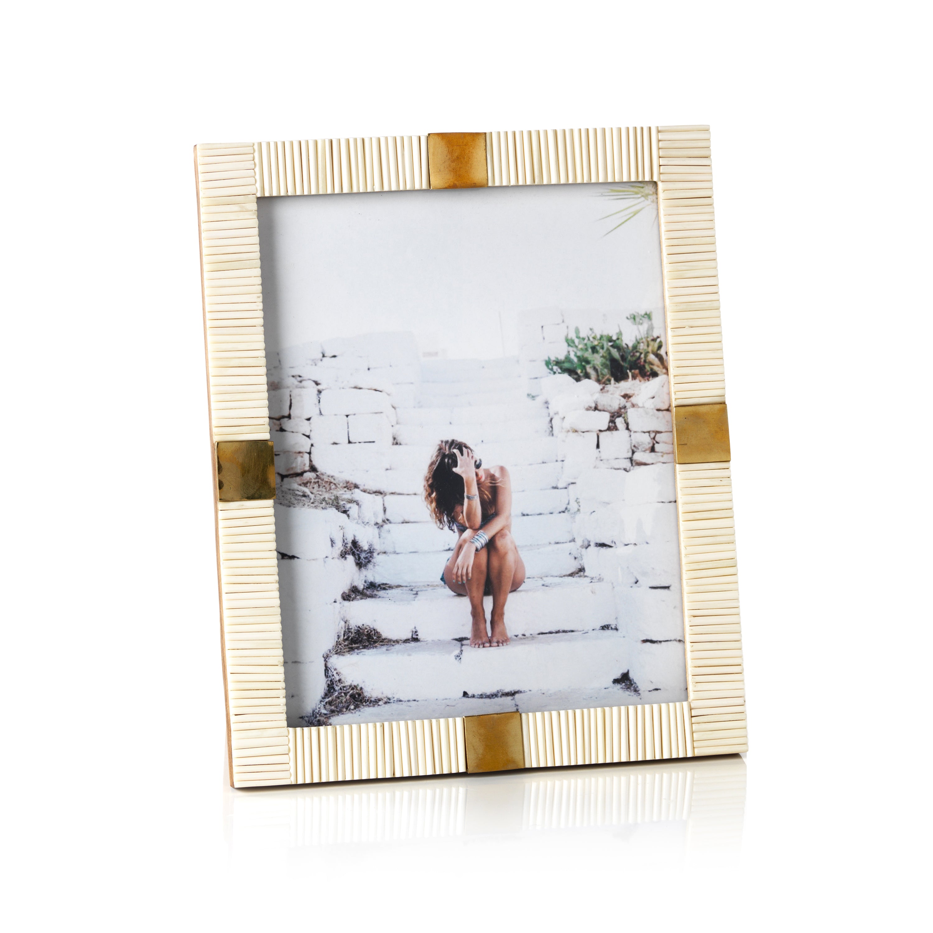 Maha Bone w/ Brass Trim Photo Frame- 8" x 10"