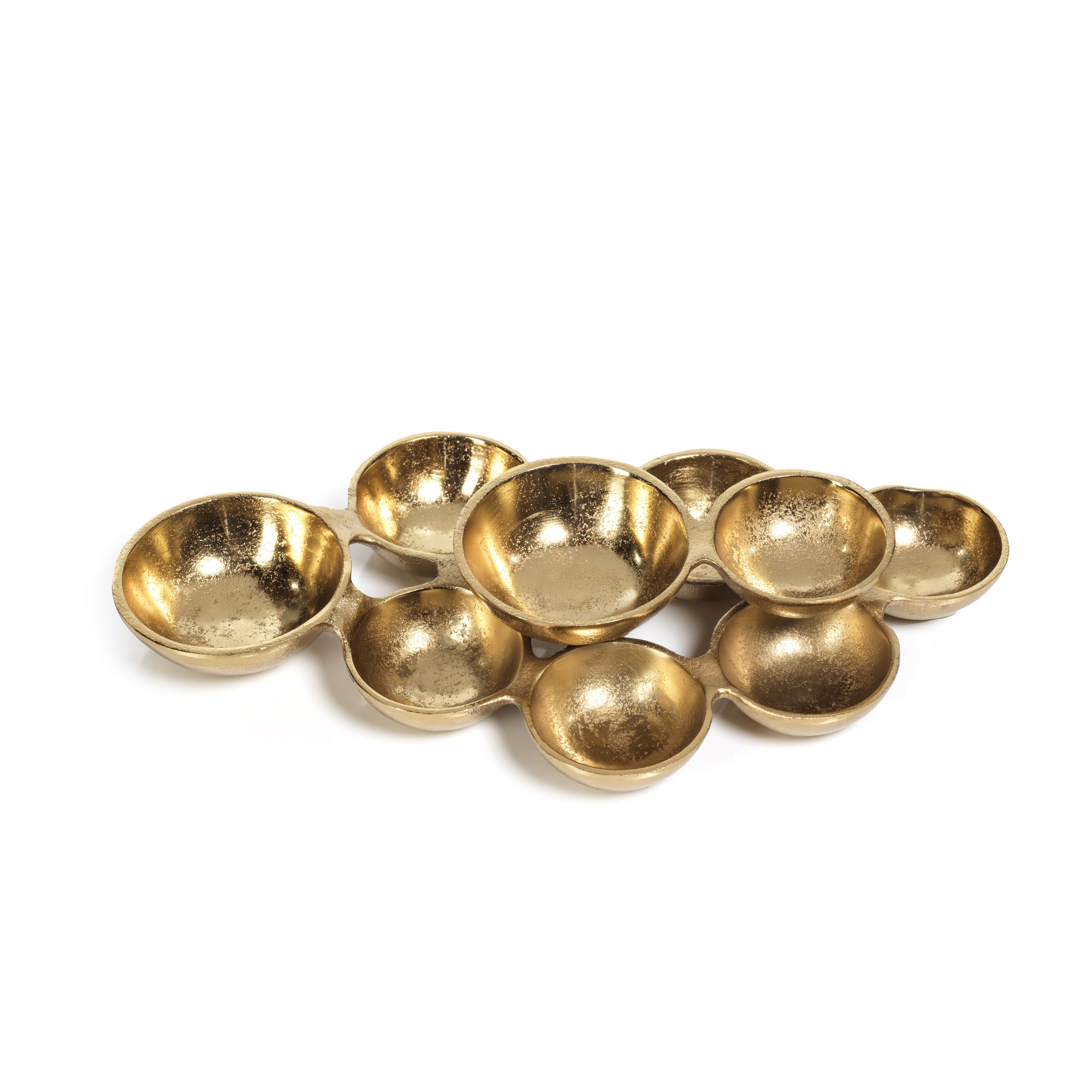 Small Cluster of 9 Serving Bowls- Dark Gold