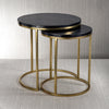 Savoy Leather on Brass Nested Tables, Set of 2