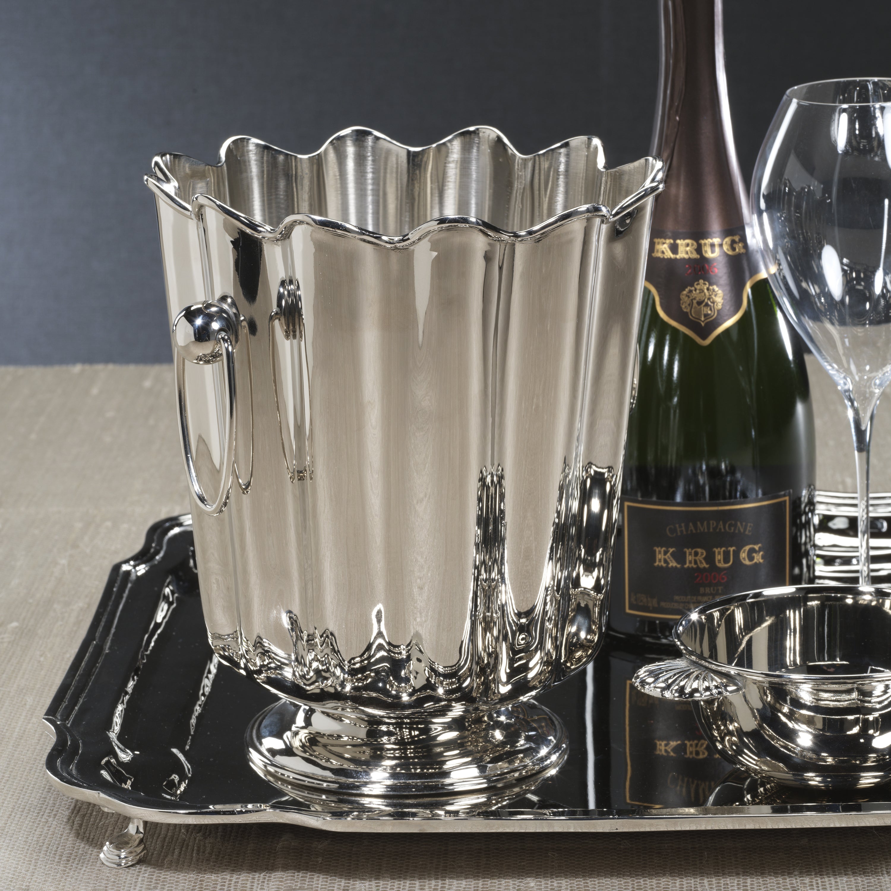 Orléans Brass Wine + Champagne Bucket, Polished Nickel