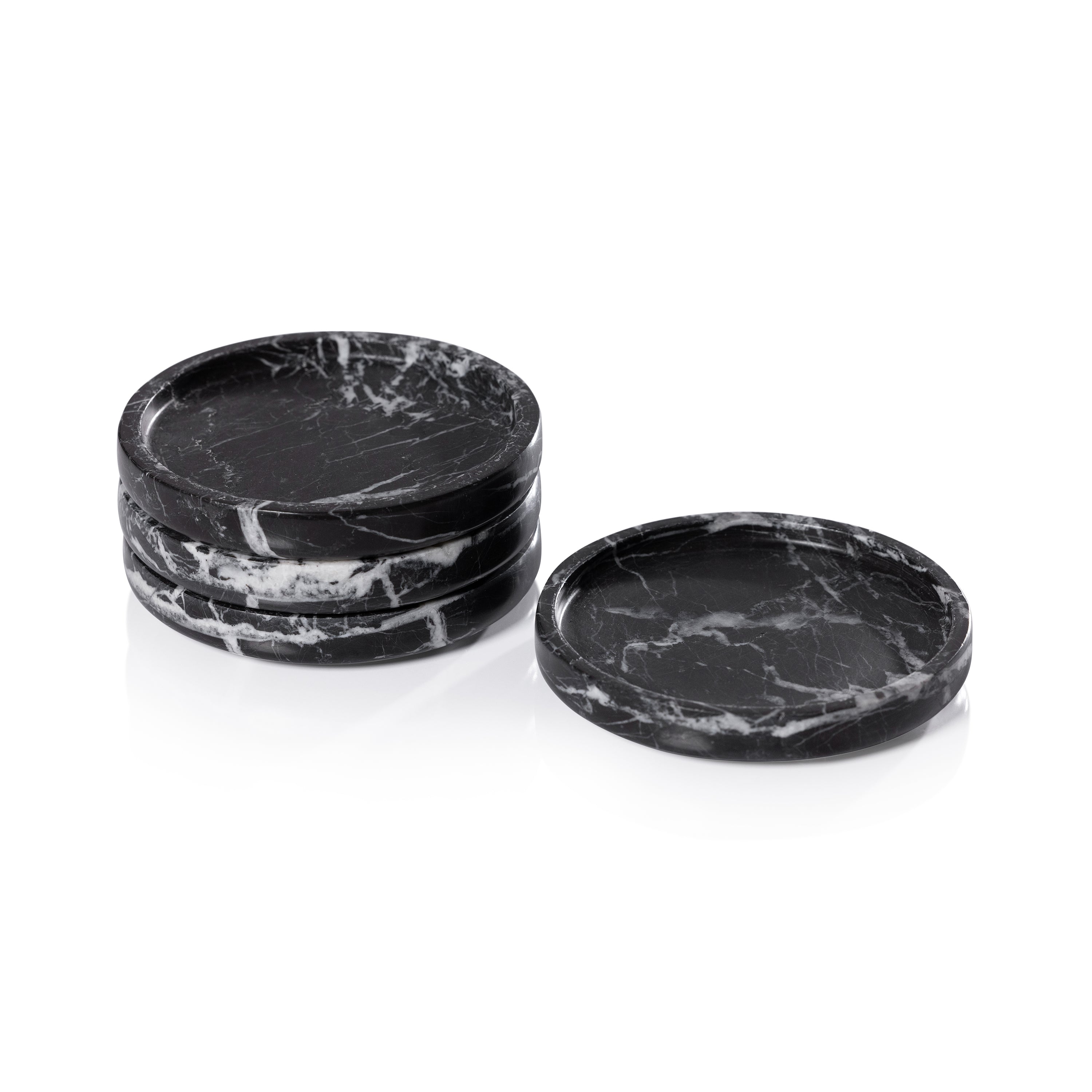 Marble Coaster, Black Marquino- 4.5"