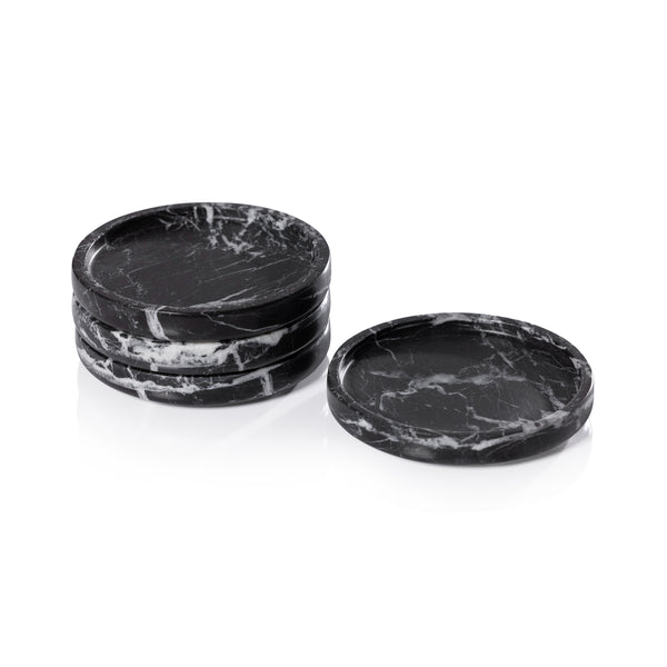 Marble Coaster, Black Marquino- 4.5"