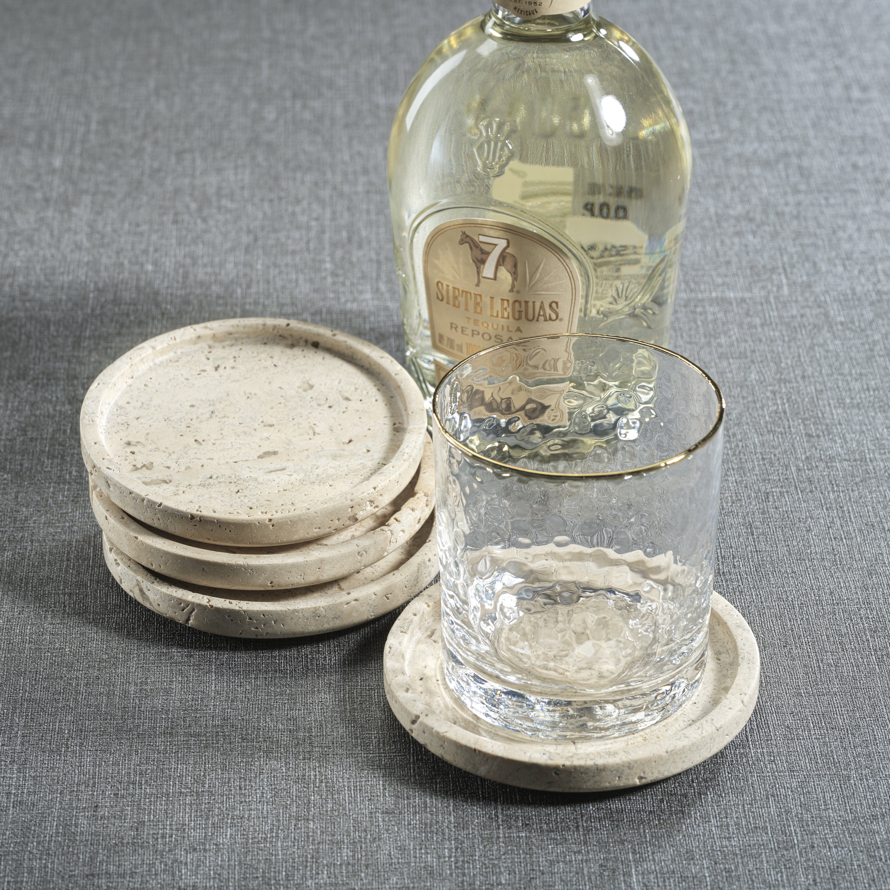 Marble Coaster, Travertine- 4.5"