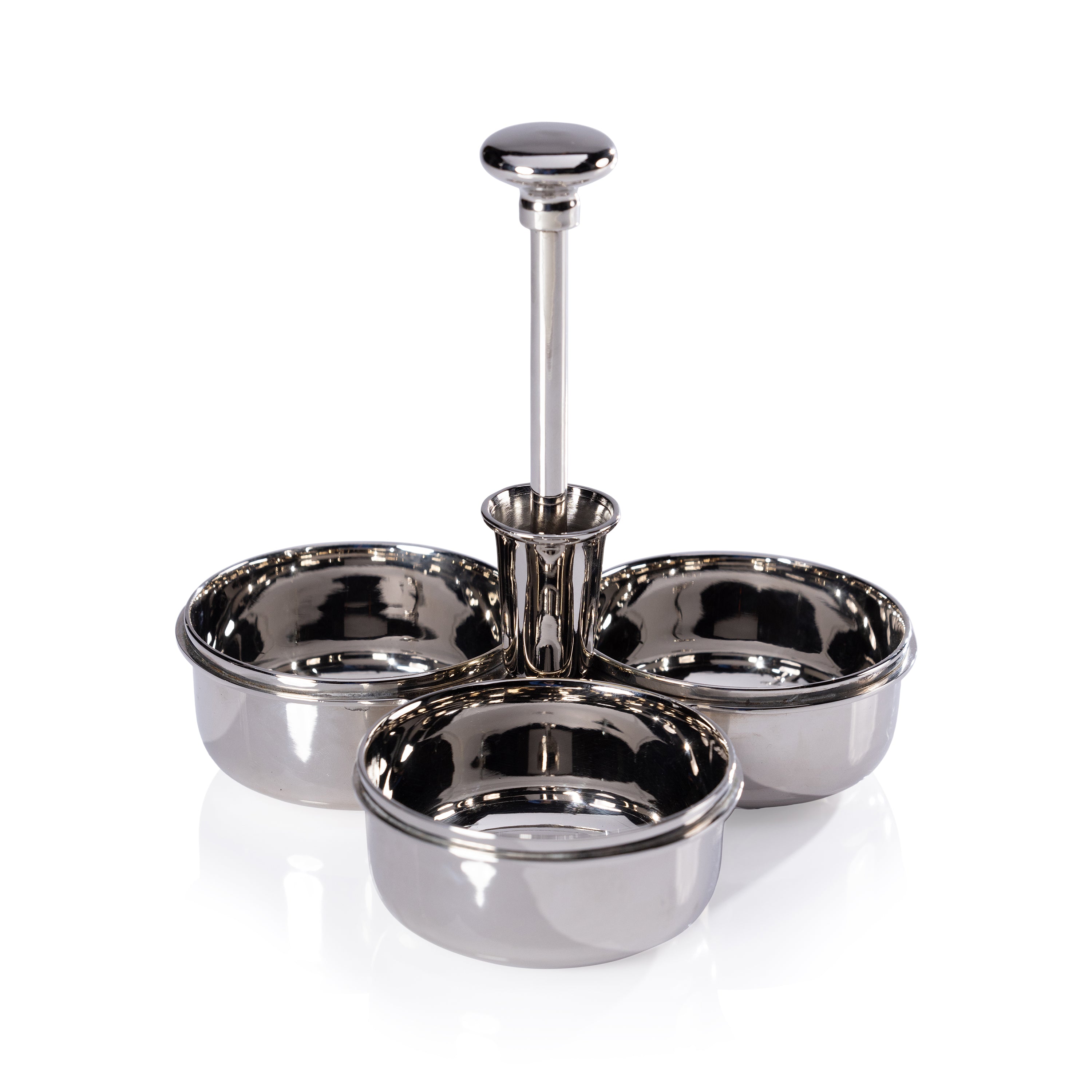 Basso Condiment Trio w/ Cocktail Pick Holder- Polished Nickel