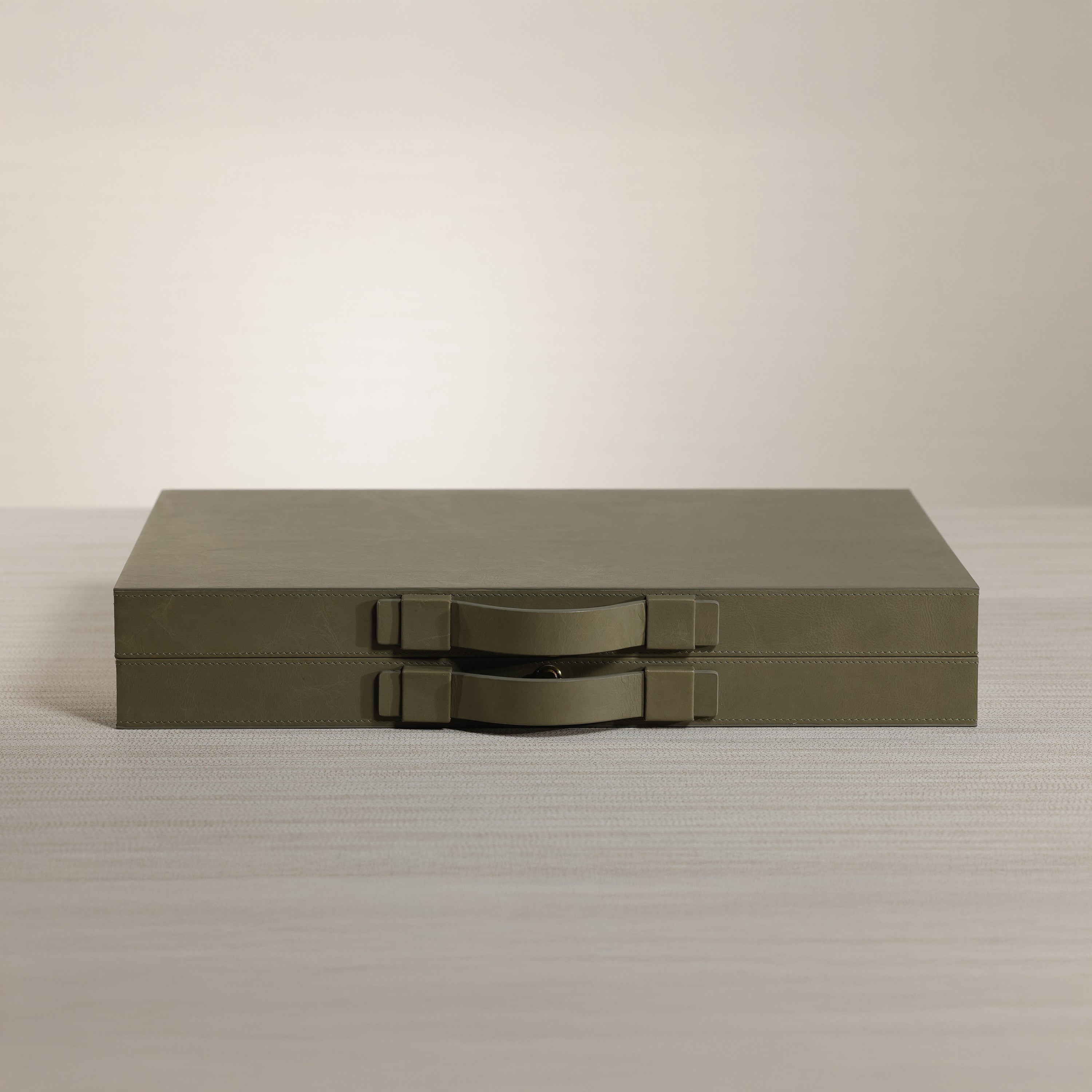 Geneva 19" Backgammon Set- Dusty Green Leather