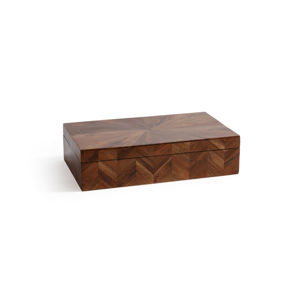 Chevron Wood Box- 14.5"x 8.5"x 3.5"
