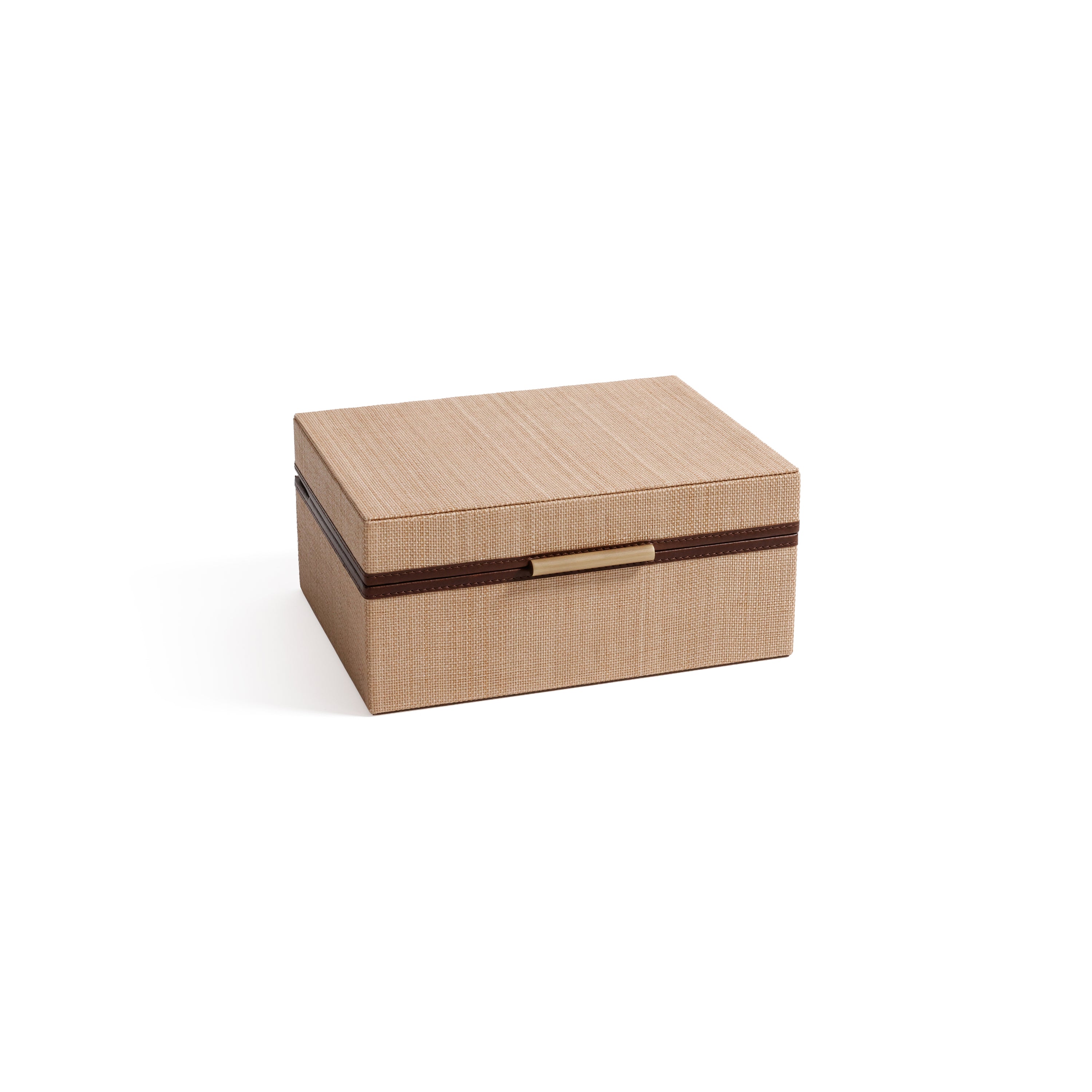 Linea Raffia w/ Leather Trim Jewelry Box