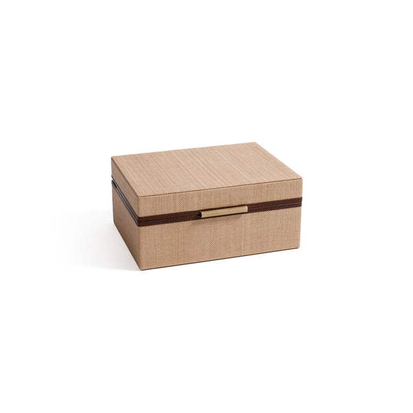 Linea Raffia w/ Leather Trim Jewelry Box