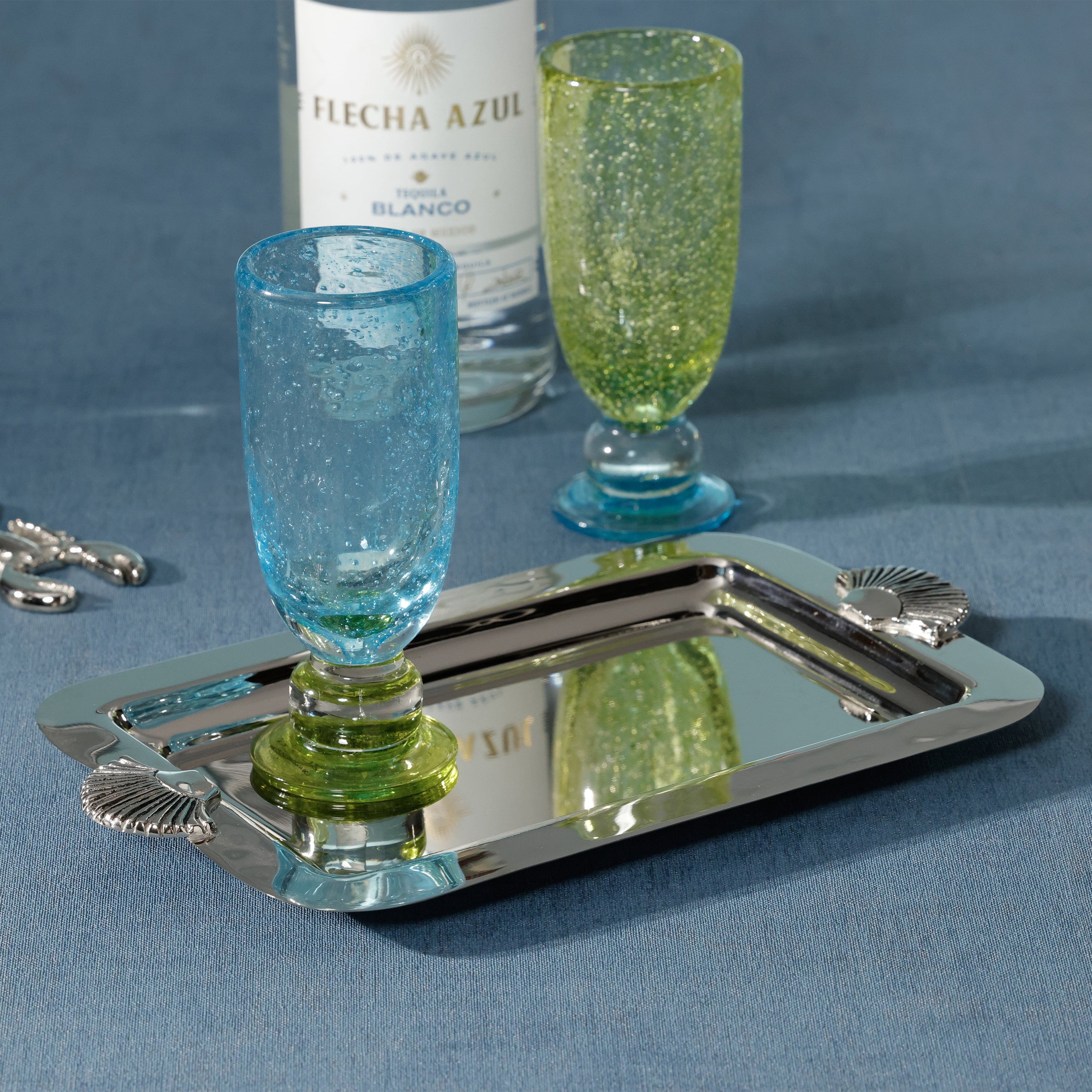 Cap Ferrat Fan Shell Design Serving Tray, Polished Nickel