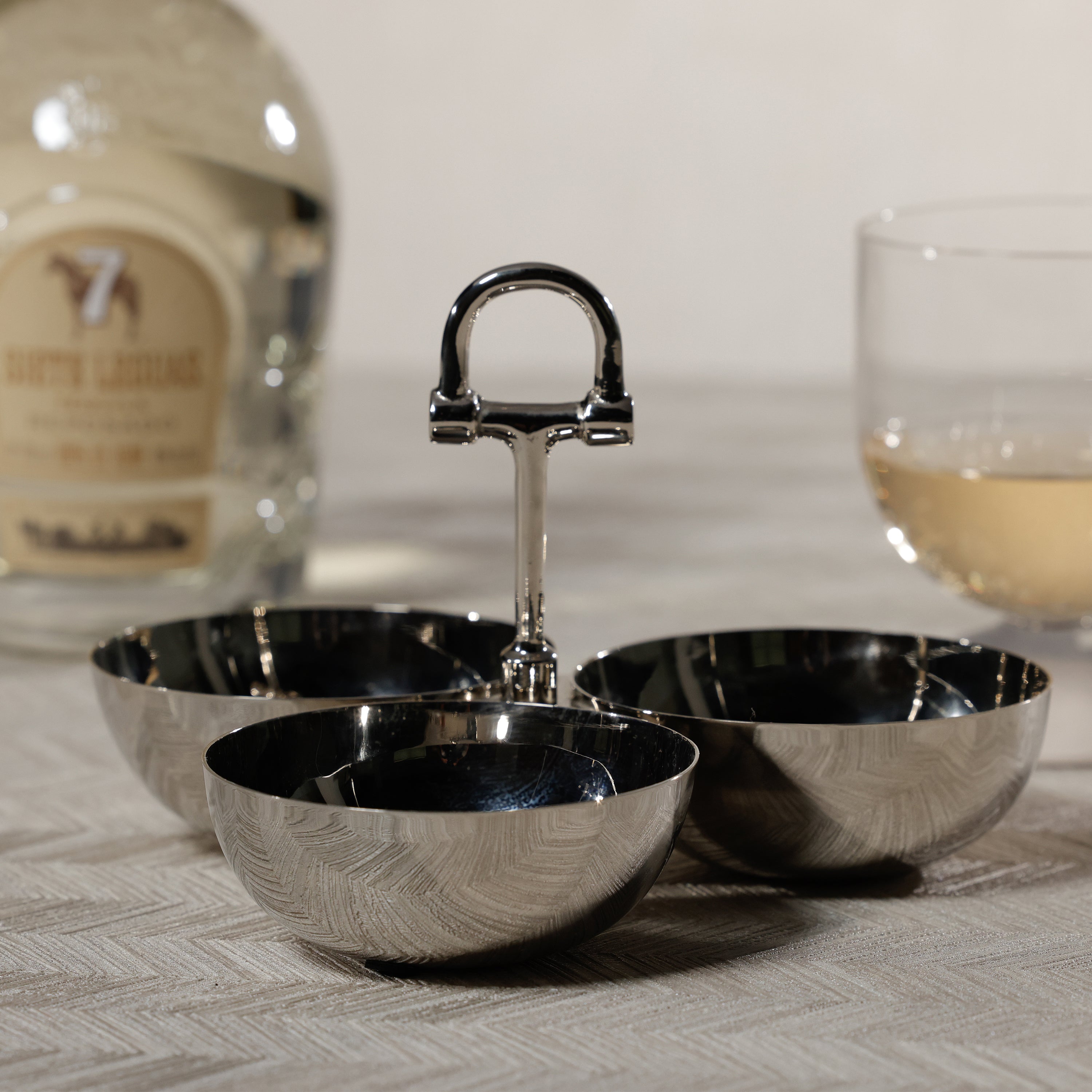 The Equestrian Trio Condiment Set, Polished Nickel