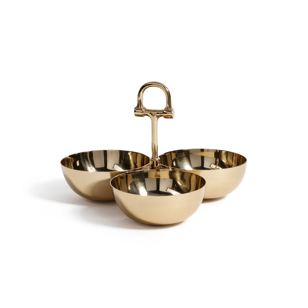 The Equestrian Trio Condiment Set, Polished Gold