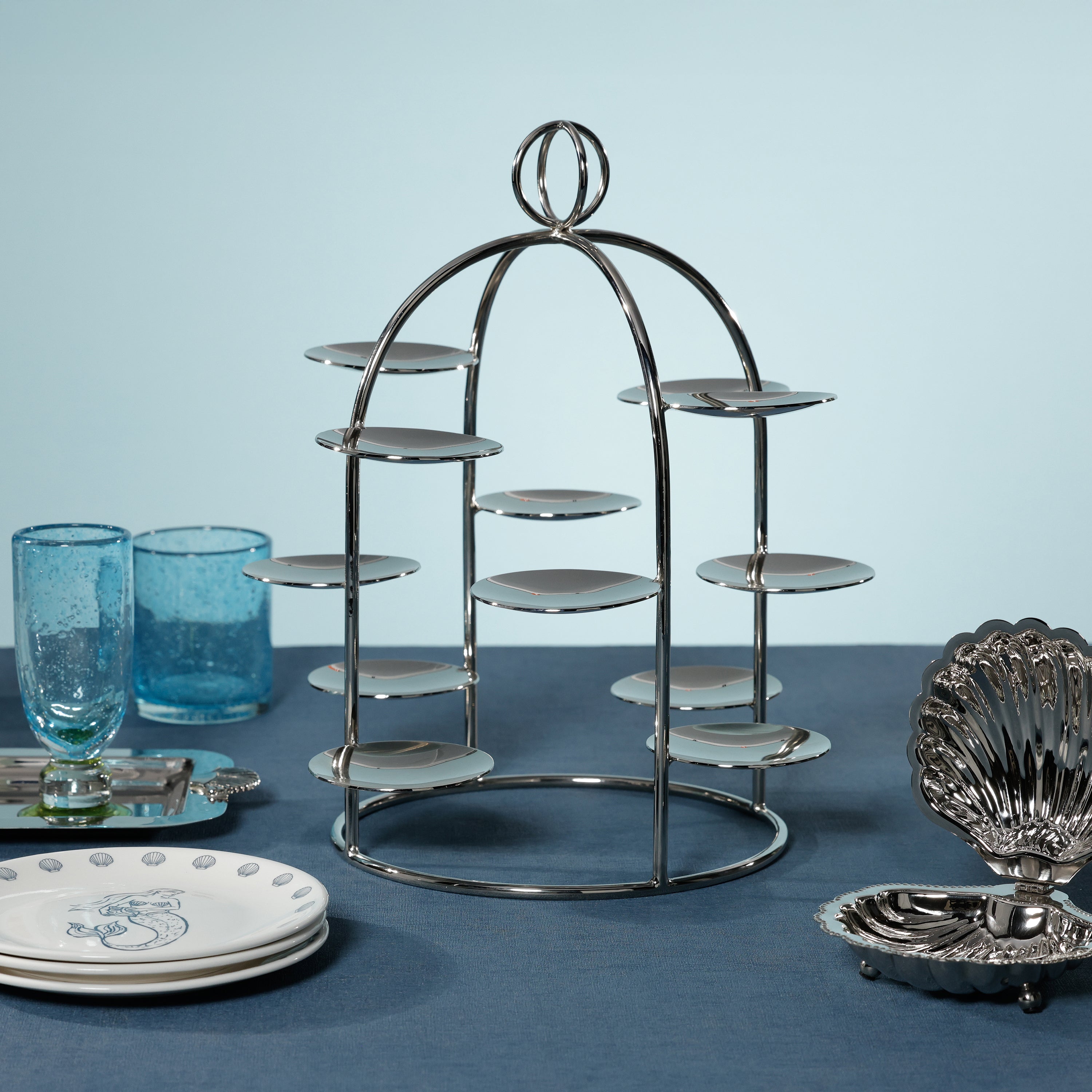 The Grand High Tea Tower-12 cups, Polished Nickel