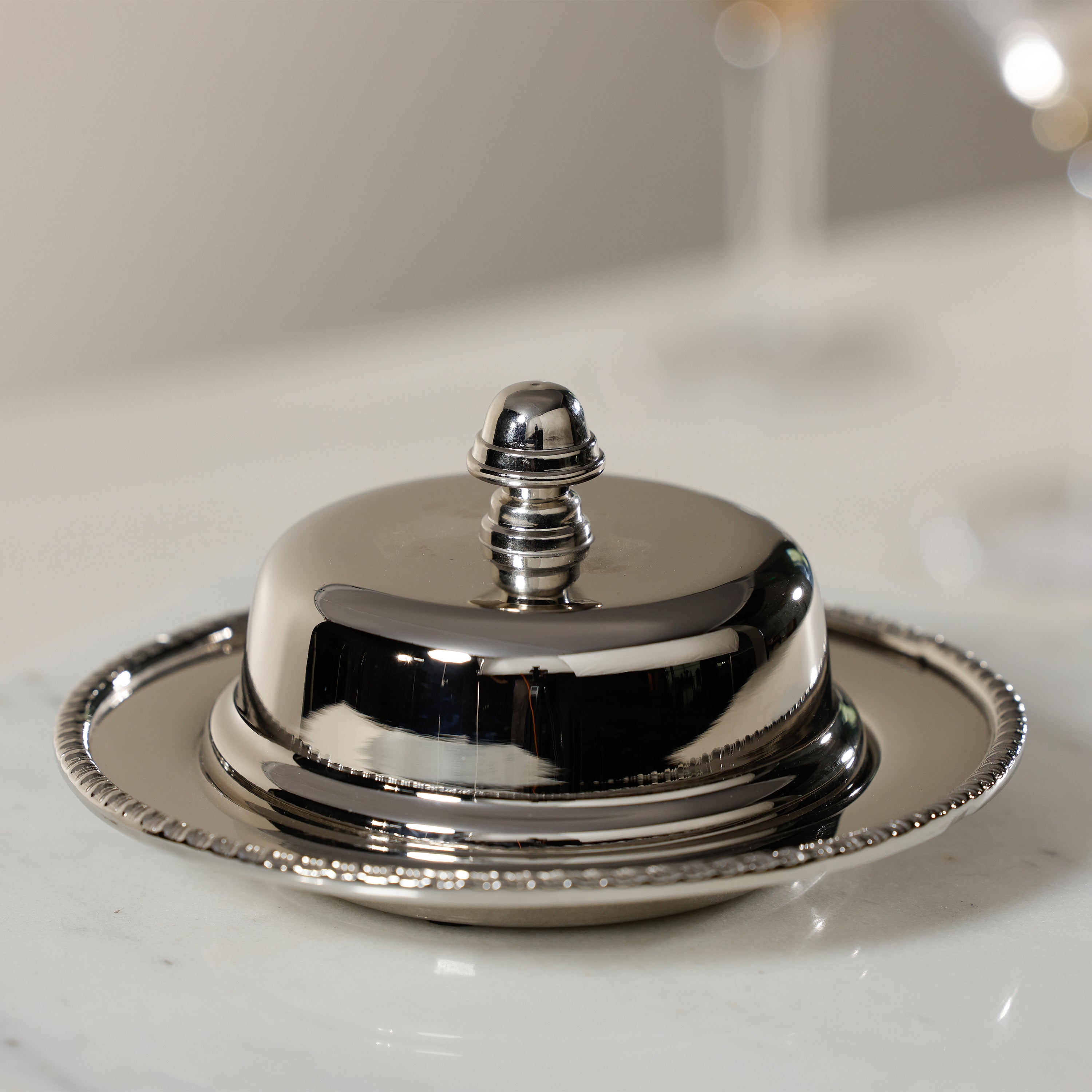 Parisian Butter Dish w/ Cover+Glass- Nickel