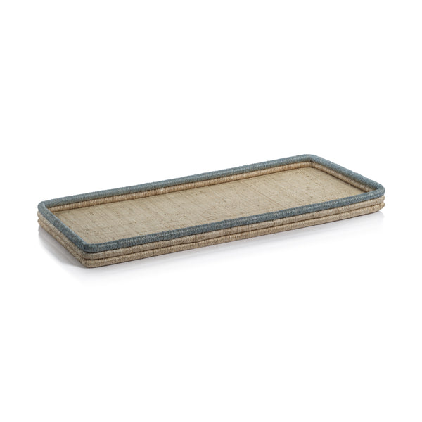 La Cote Coiled Rattan & Abaca Rectangular Serving Tray