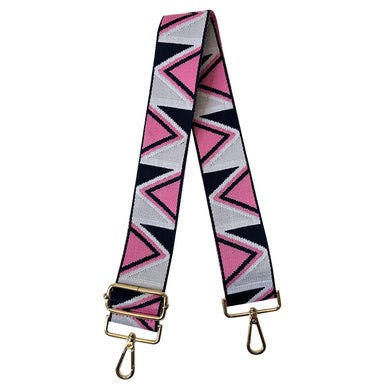 Ahdorned Handbags Pink/White/Navy-GOLD HARDWARE Ahdorned 2" Zig Zag Bag Strap - Assorted