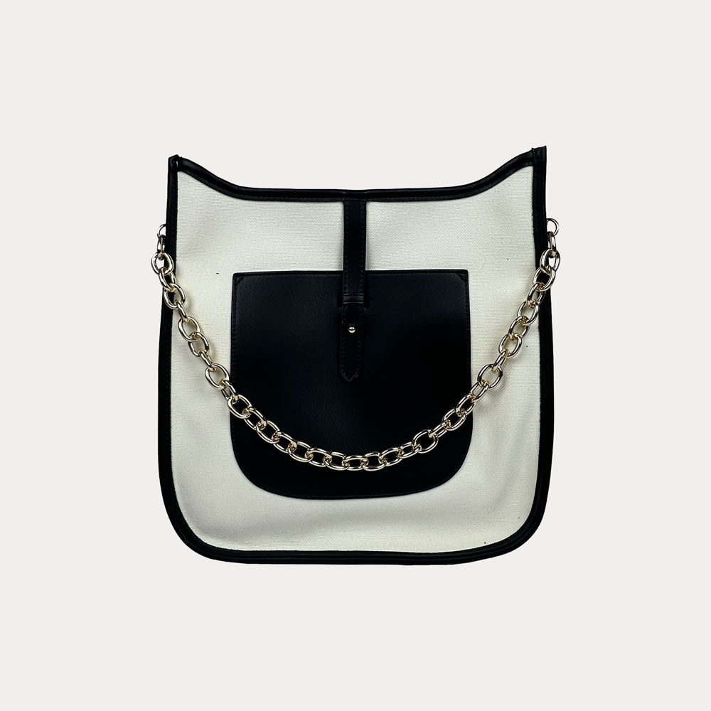 Ahdorned Handbags Black Ahdorned Aubrey Large Canvas Messenger