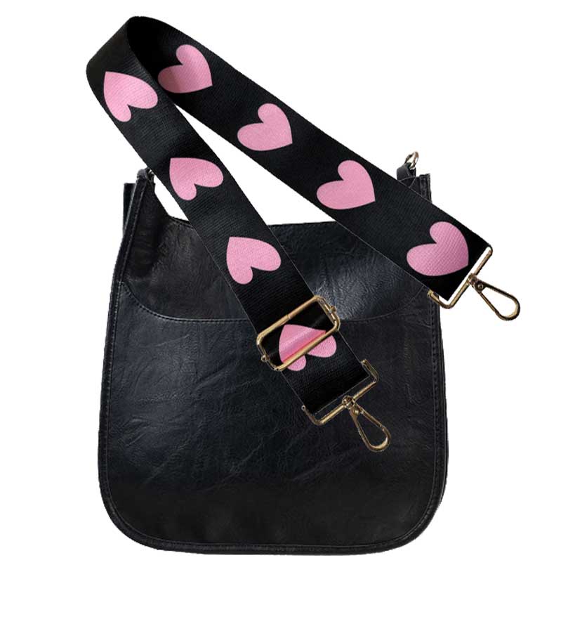 Ahdorned Handbags Default Ahdorned Black Mini Vegan Leather Messenger with Black Heart Strap