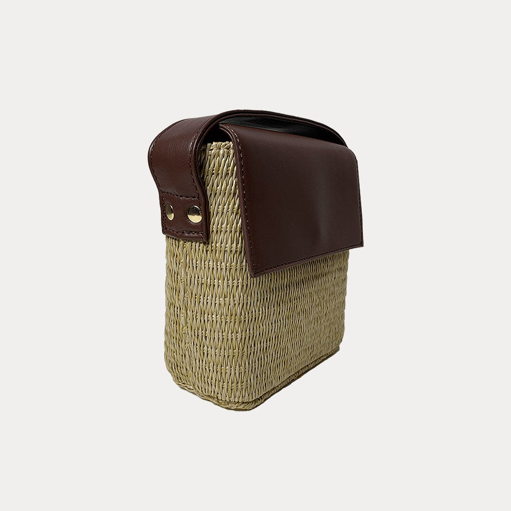 Ahdorned Handbags Brown Ahdorned Celeste Crossbody Raffia Bag