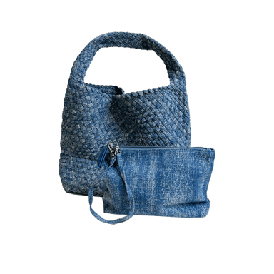 Ahdorned Handbags Ahdorned Diana Woven Denim Slouchy Shoulder Bag