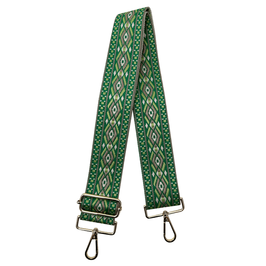 Ahdorned Handbags Green Ahdorned Double Diamond Interchangeable Embroidered Bag Strap Assorted