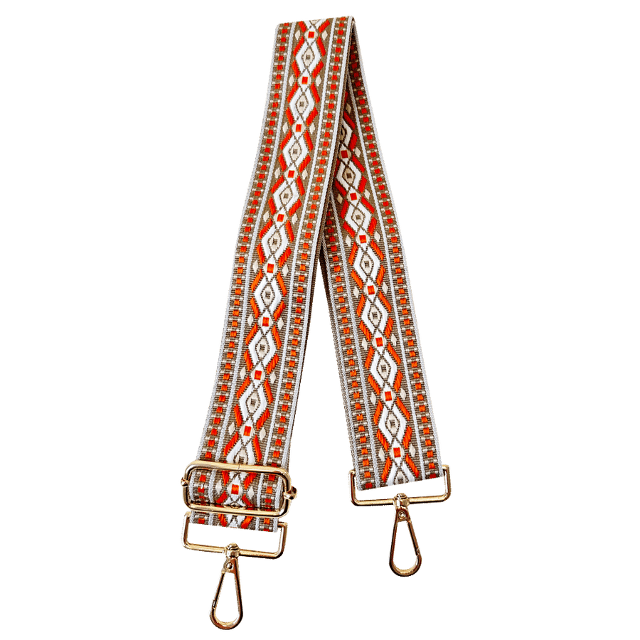 Ahdorned Handbags Orange Ahdorned Double Diamond Interchangeable Embroidered Bag Strap Assorted