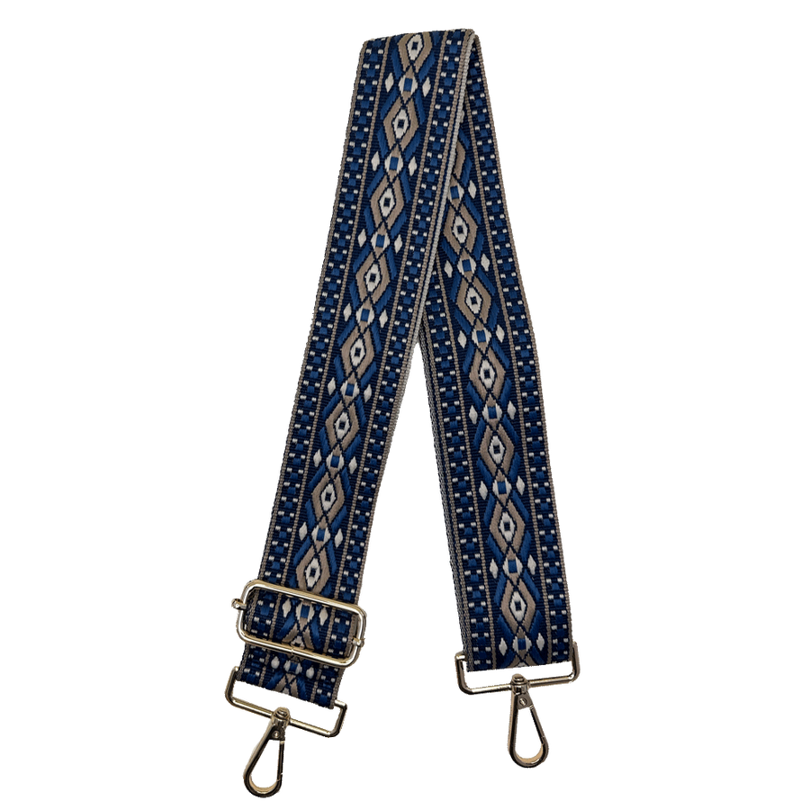 Ahdorned Handbags Navy/Camel Ahdorned Double Diamond Interchangeable Embroidered Bag Strap Assorted