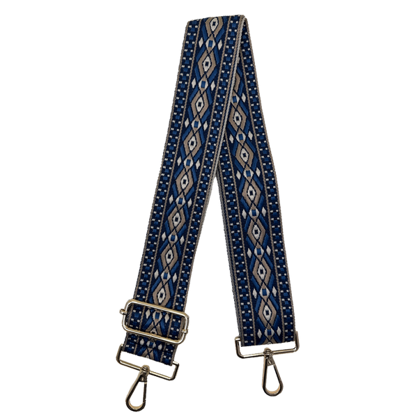 Ahdorned Handbags Navy/Camel Ahdorned Double Diamond Interchangeable Embroidered Bag Strap Assorted