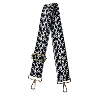 Ahdorned Handbags Black/Navy/Cream/White Ahdorned Double Diamond Interchangeable Embroidered Bag Strap Assorted