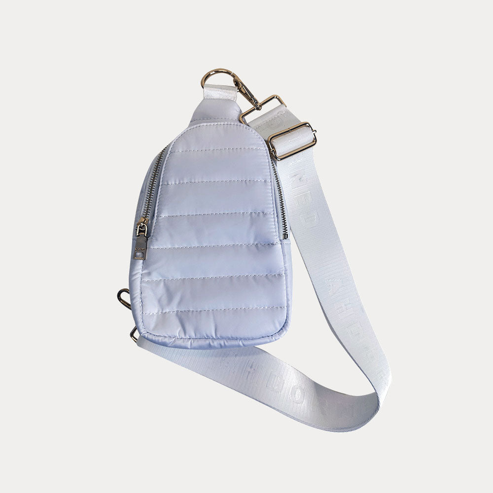 Ahdorned Handbags White Ahdorned Eliza Quilted Puffy Sling