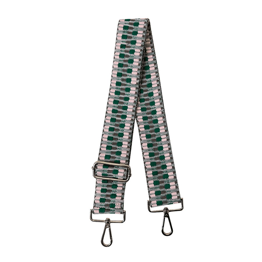 Ahdorned Handbags Grey/Lt Pink/Green-Silver Hardware Ahdorned Embroidered Interchangeable Bag Straps Assorted