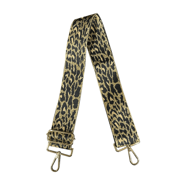 Ahdorned Handbags Black Ground Gold Cheetah Ahdorned Glitter Animal Interchangeable Woven Bag Strap Assorted