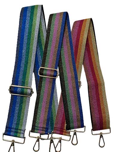 Ahdorned Handbags Ahdorned Glitter Multi Stripe Interchangeable Woven Bag Strap Assorted