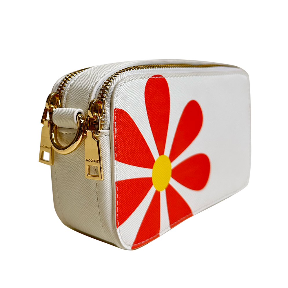 Ahdorned Handbags WHITE Ahdorned Jamie Flower Camera Bag & Solid 2” Strap - ASST COLORS