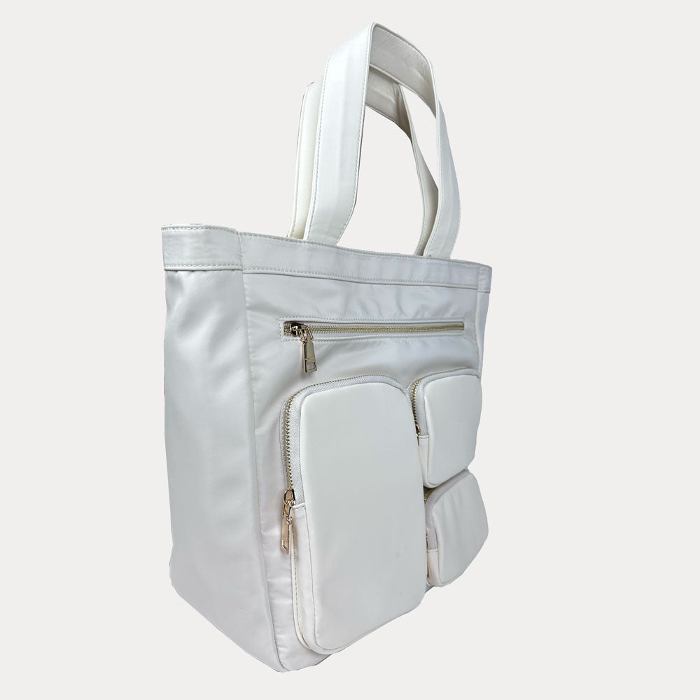Ahdorned Handbags Ahdorned Jessie Nylon & Vegan Leather Multi Pocket Tote