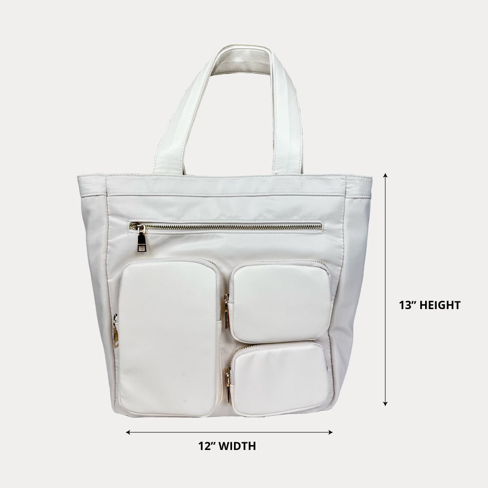 Ahdorned Handbags Ahdorned Jessie Nylon & Vegan Leather Multi Pocket Tote