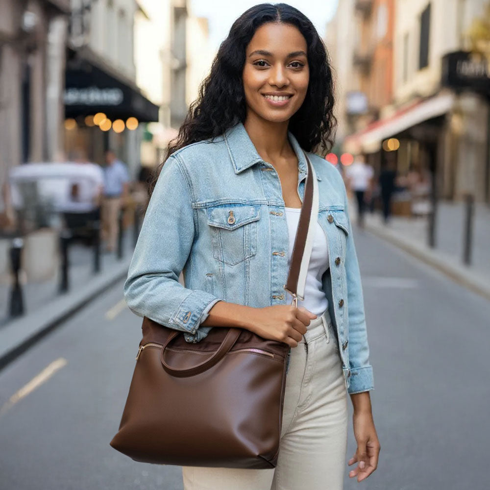 Ahdorned Handbags Ahdorned Jill Nylon & Vegan Leather North South Tote