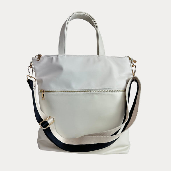 Ahdorned Handbags Cream Ahdorned Jill Nylon & Vegan Leather North South Tote