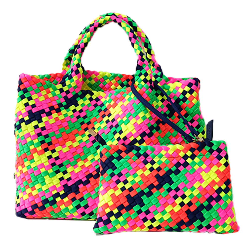 Ahdorned Handbags MULTI NEON Ahdorned Lily Woven Neoprene Tote with Pouch Assorted Colors