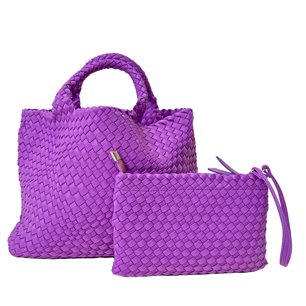 Ahdorned Handbags LILAC Ahdorned Lily Woven Neoprene Tote with Pouch Assorted Colors